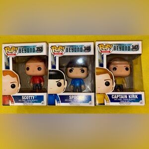 Funko Pop Movies Star Trek Beyond Figures Lot Capt. Kirk, Spock, & Scotty ALL 3